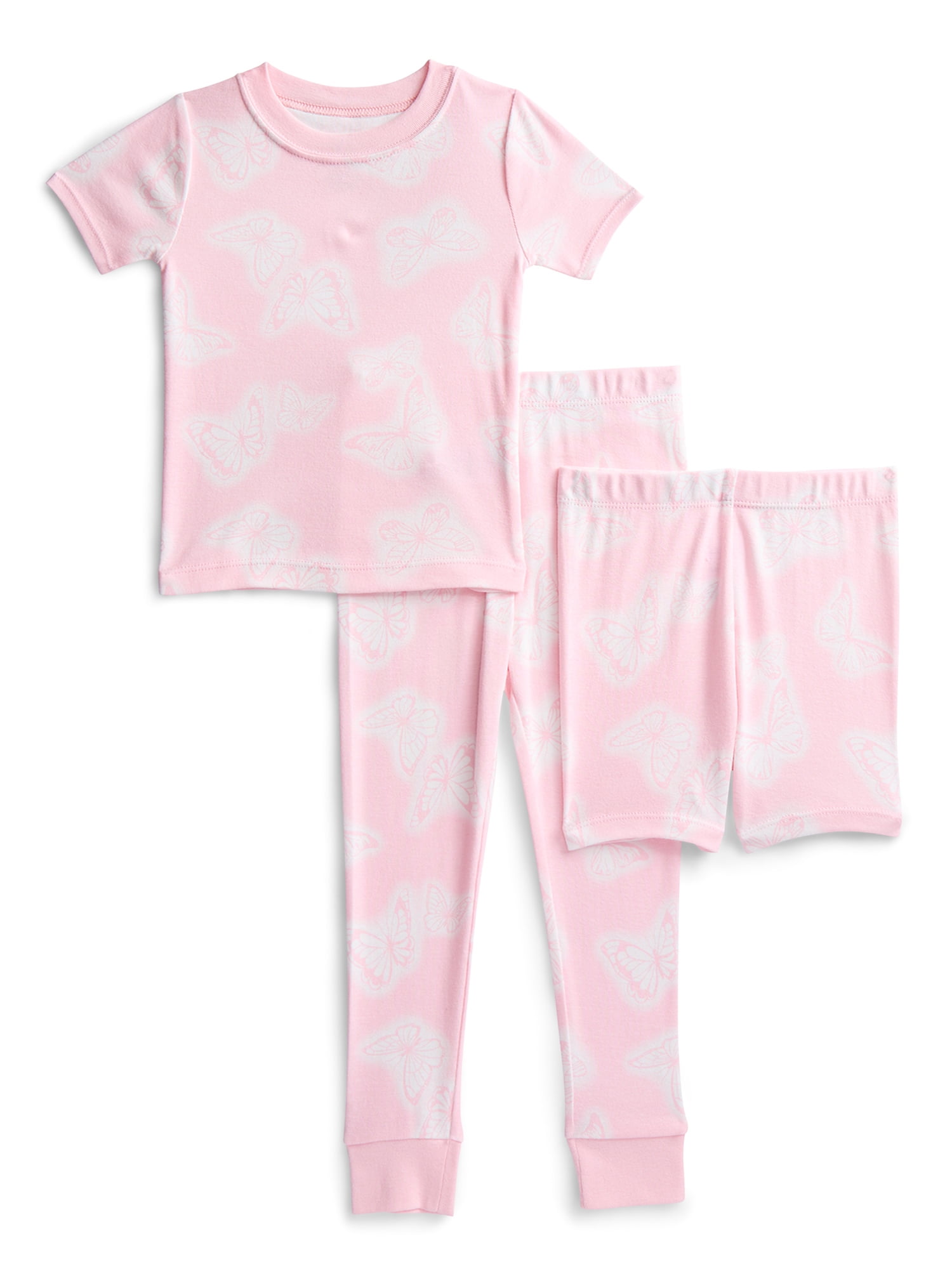 Toddler Girls Short Sleeve Top, Pants and Shorts Pajama Sleep Set, 3-Piece, Sizes 12M-5T