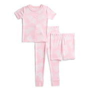 Wonder Nation Toddler Girls Short Sleeve Top, Pants and Shorts Pajama Sleep Set, 3-Piece, Sizes 12M-5T