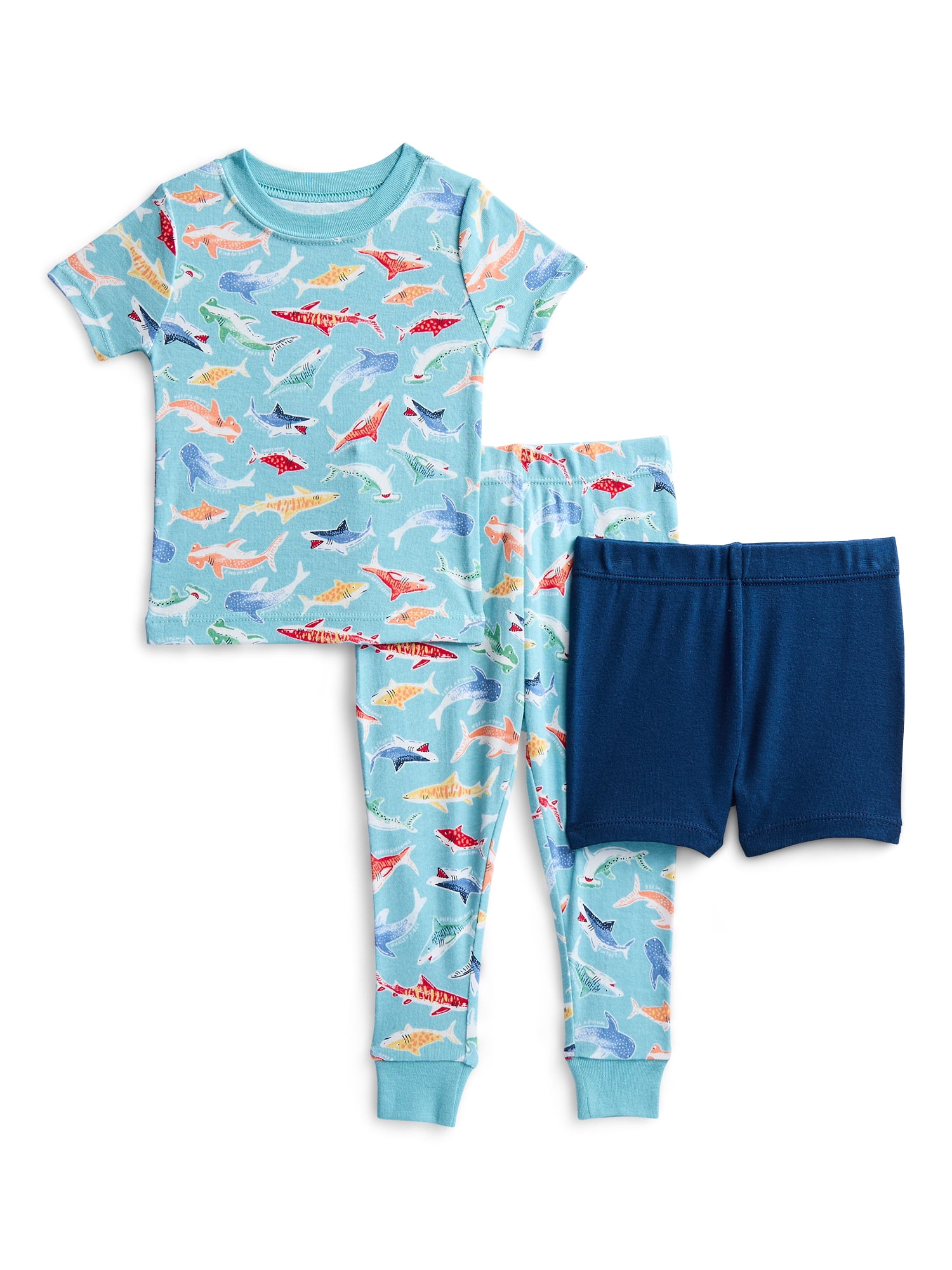 Wonder Nation Toddler Boys Short Sleeve Top, Pants and Shorts Pajama Sleep Set, 3-Piece, Sizes 12M-5T