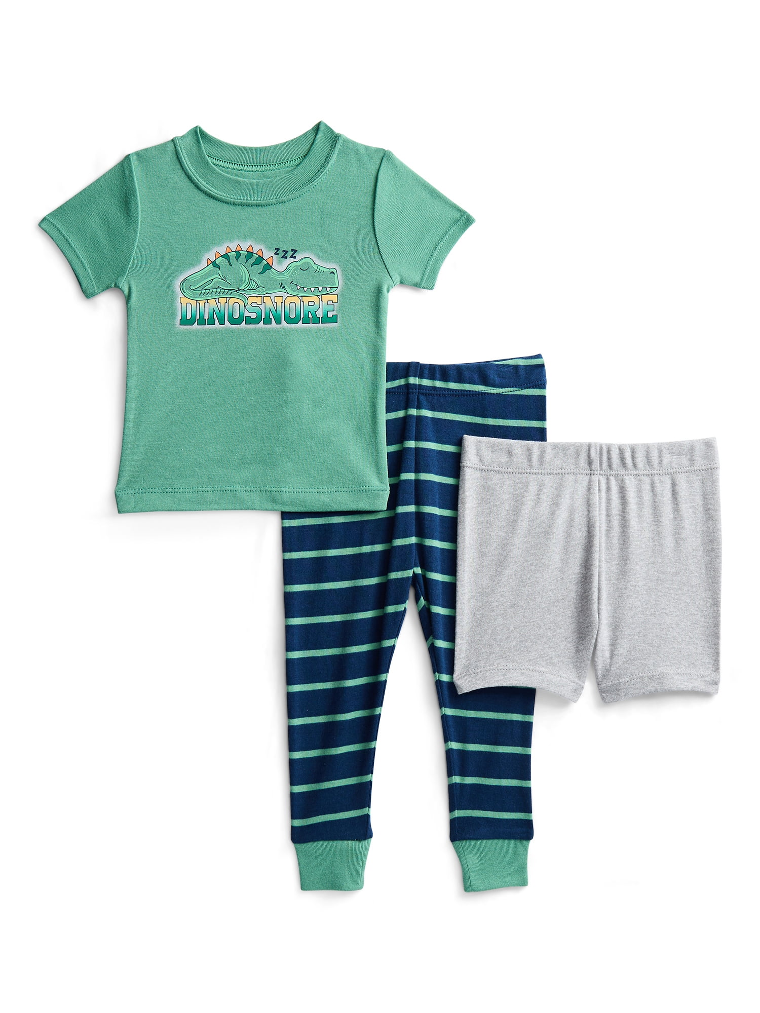 Wonder Nation Toddler Boys Short Sleeve Top, Pants and Shorts Pajama Sleep Set, 3-Piece, Sizes 12M-5T