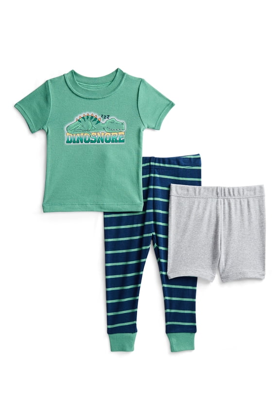 Toddler Boys Short Sleeve Top, Pants and Shorts Pajama Sleep Set, 3-Piece, Sizes 12M-5T
