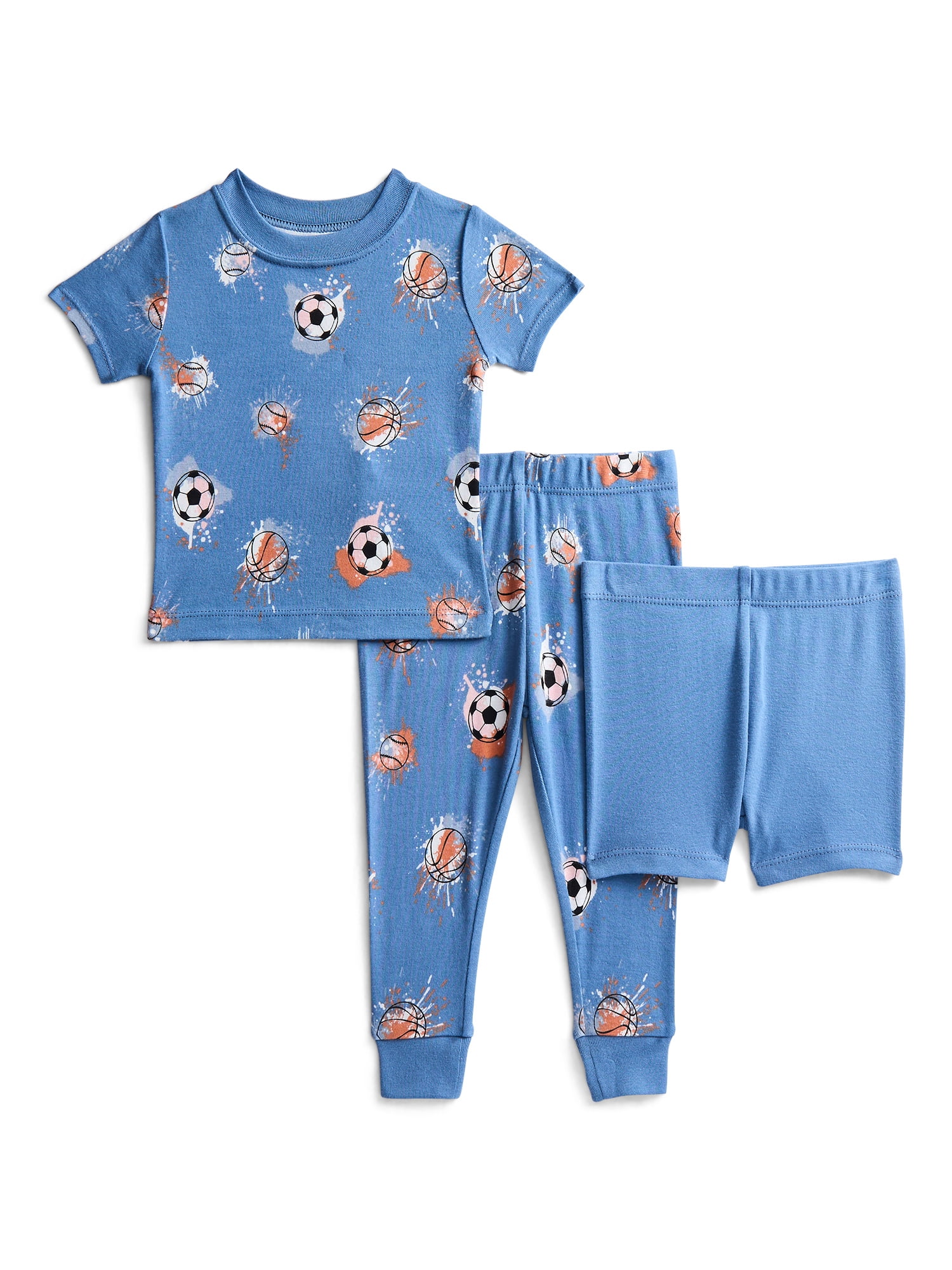 Wonder Nation Toddler Boys Short Sleeve Top, Pants and Shorts Pajama Sleep Set, 3-Piece, Sizes 12M-5T
