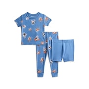Wonder Nation Toddler Boys Short Sleeve Top, Pants and Shorts Pajama Sleep Set, 3-Piece, Sizes 12M-5T