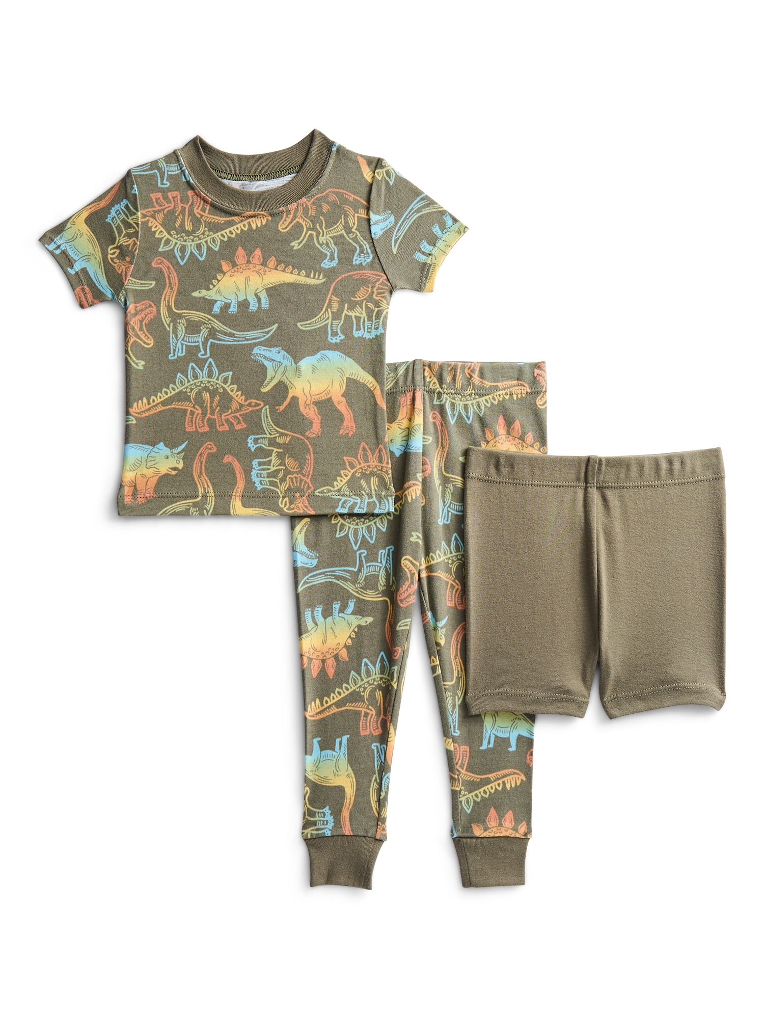 Wonder Nation Toddler Boys Short Sleeve Top, Pants and Shorts Pajama Sleep Set, 3-Piece, Sizes 12M-5T