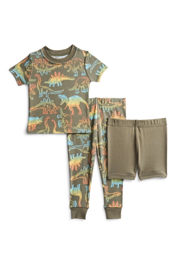 Toddler Boys Short Sleeve Top, Pants and Shorts Pajama Sleep Set, 3-Piece, Sizes 12M-5T