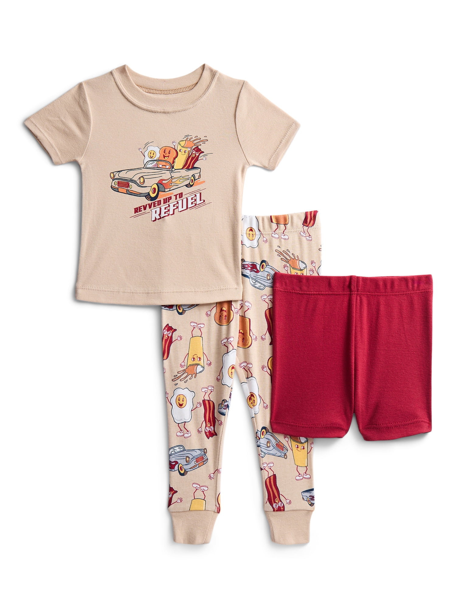 Wonder Nation Toddler Boys Short Sleeve Top, Pants and Shorts Pajama Sleep Set, 3-Piece, Sizes 12M-5T