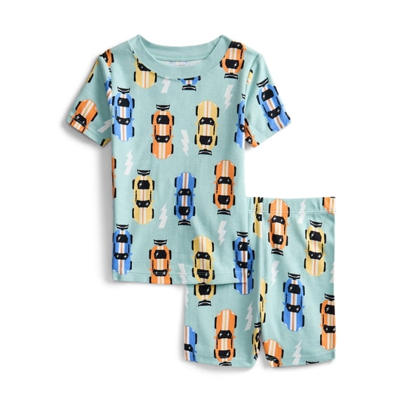Wonder Nation Toddler Short-Sleeve Tee & Short Set Cotton Pajama Set, 2-Piece, Sizes 12M-5T
