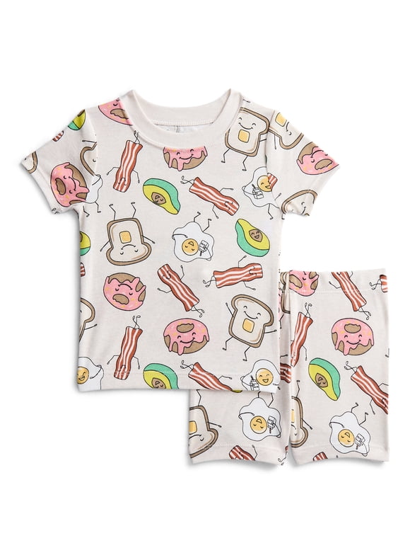 Toddler Boys Short Sleeve Tee and Shorts Cotton Pajama Set, 2-Piece, Sizes 12M-5T