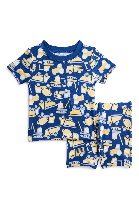 Toddler Boys Short Sleeve Tee and Shorts Cotton Pajama Set, 2-Piece, Sizes 12M-5T