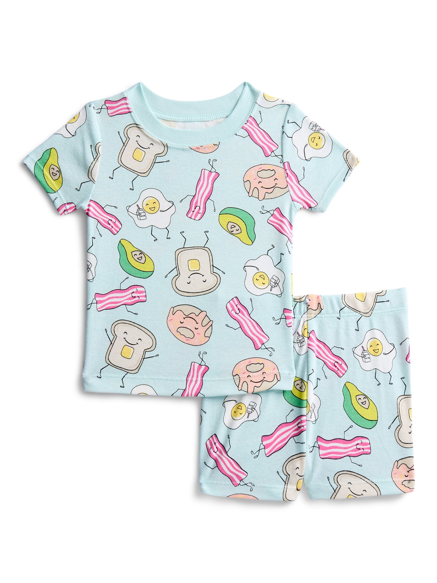 Wonder Nation Toddler Girls Short Sleeve Tee and Shorts Cotton Pajama Set, 2-Piece, Sizes 12M-5T