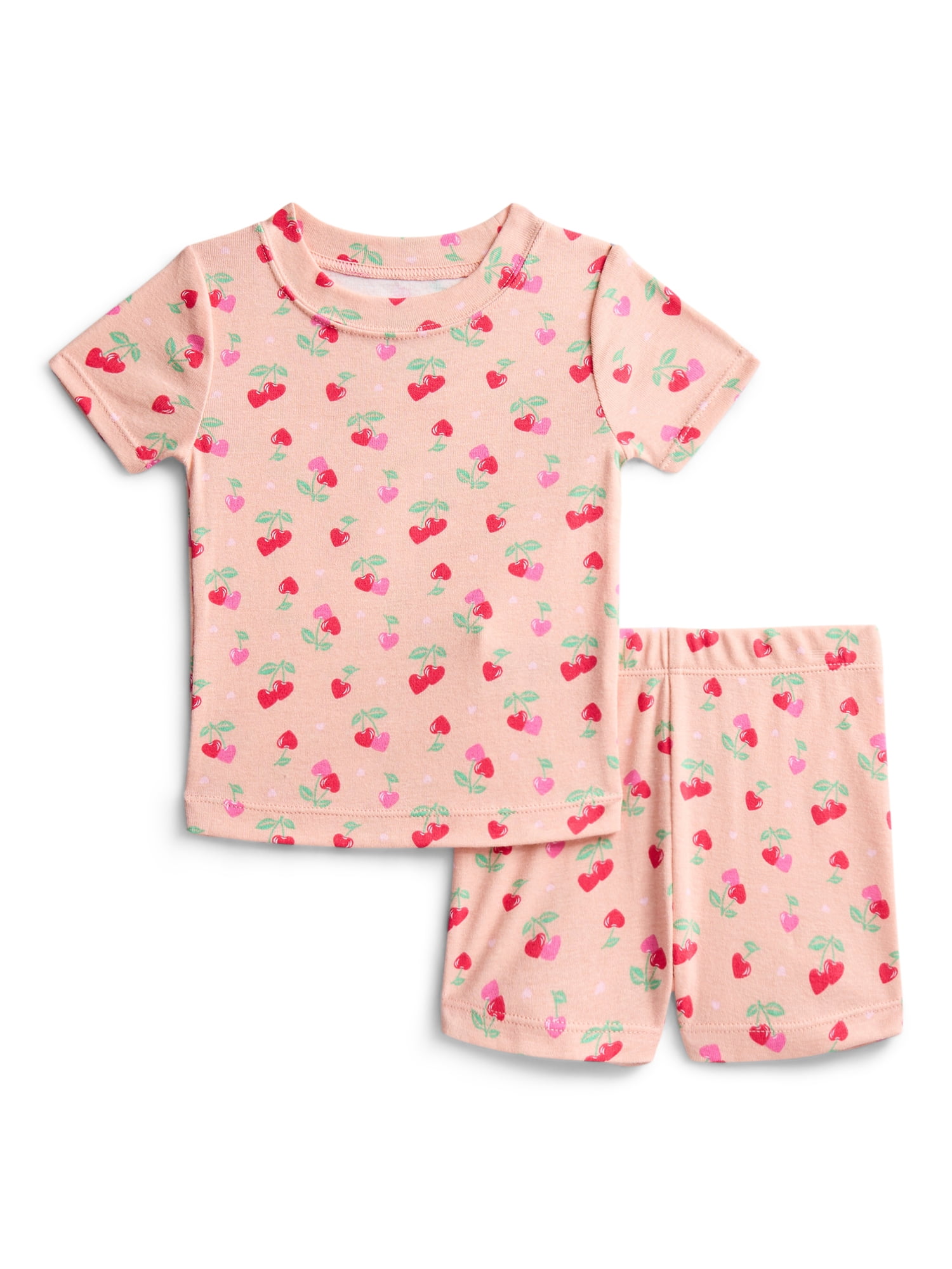 Wonder Nation Toddler Girls Short Sleeve Tee and Shorts Cotton Pajama Set, 2-Piece, Sizes 12M-5T
