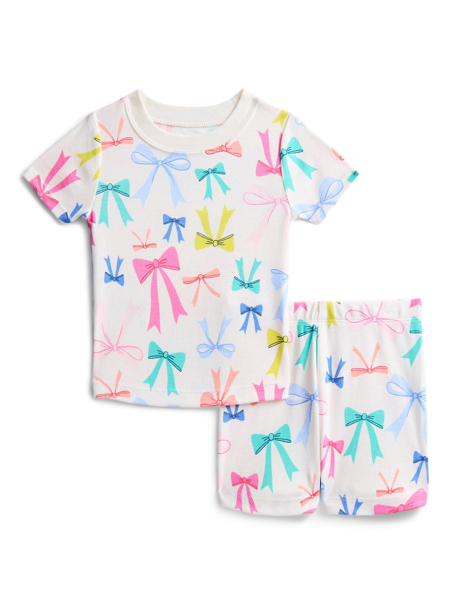Wonder Nation Toddler Girls Short Sleeve Tee and Shorts Cotton Pajama Set, 2-Piece, Sizes 12M-5T