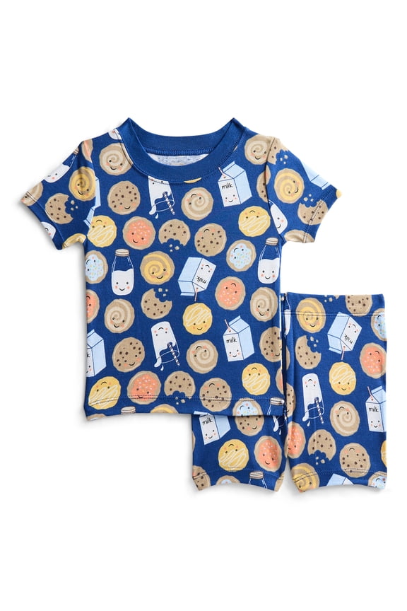 Toddler Boys Short Sleeve Tee and Shorts Cotton Pajama Set, 2-Piece, Sizes 12M-5T