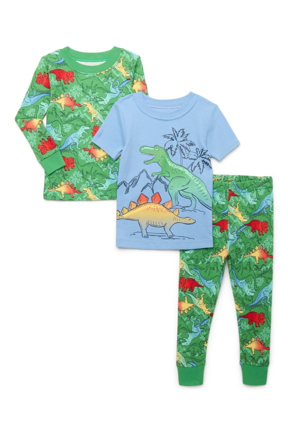 Toddler Short and Long Sleeve Cotton Pajama Set, 3-Piece, Sizes 12M-5T
