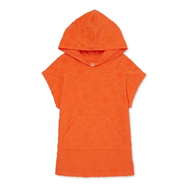 Wonder Nation UV Blocking Female Swimwear Cover Ups, Cotton, Orange Mango, 5T