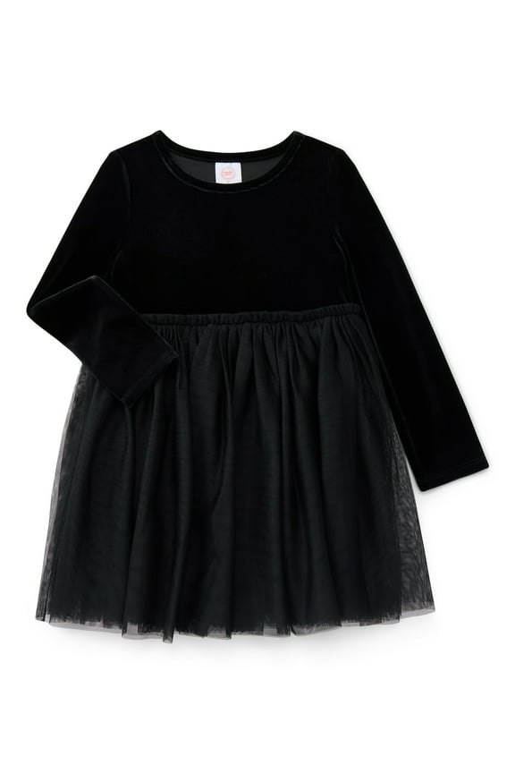 Toddler Girls' Velour Tutu Dress with Long Sleeves, Sizes 12M- 5T