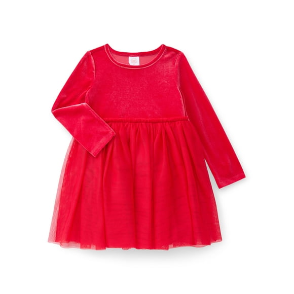 Wonder Nation Toddler Girls' Velour Tutu Dress with Long Sleeves, Sizes 12M- 5T