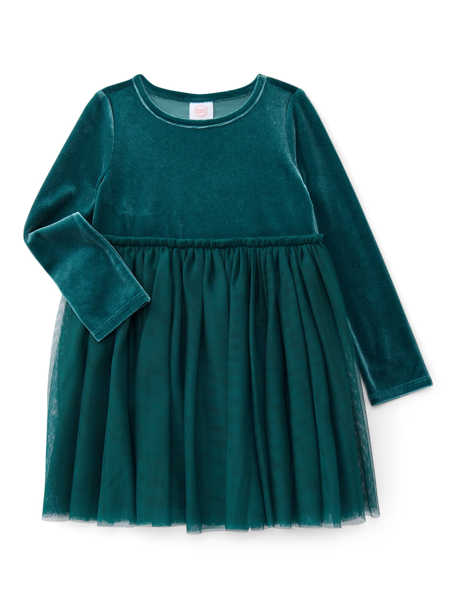 Wonder Nation Toddler Girls' Velour Tutu Dress with Long Sleeves, Sizes 12M- 5T