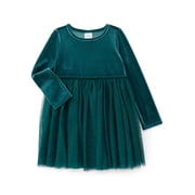 Wonder Nation Toddler Girls' Velour Tutu Dress with Long Sleeves, Sizes 12M- 5T