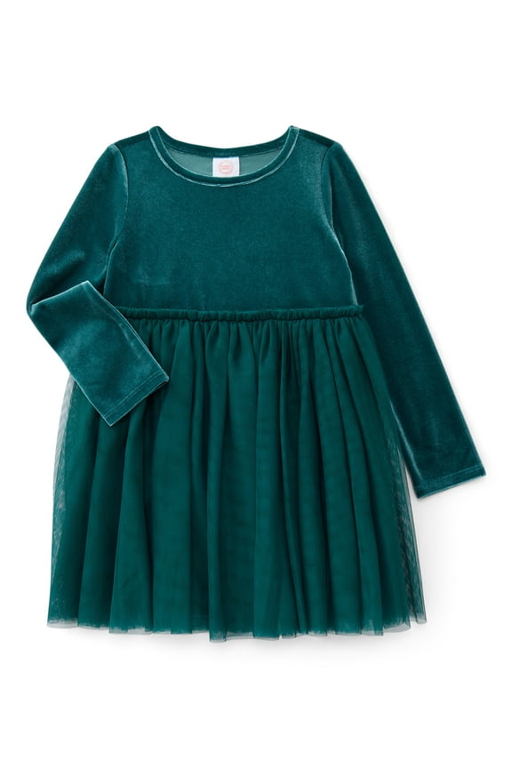 Toddler Girls' Velour Tutu Dress with Long Sleeves, Sizes 12M- 5T