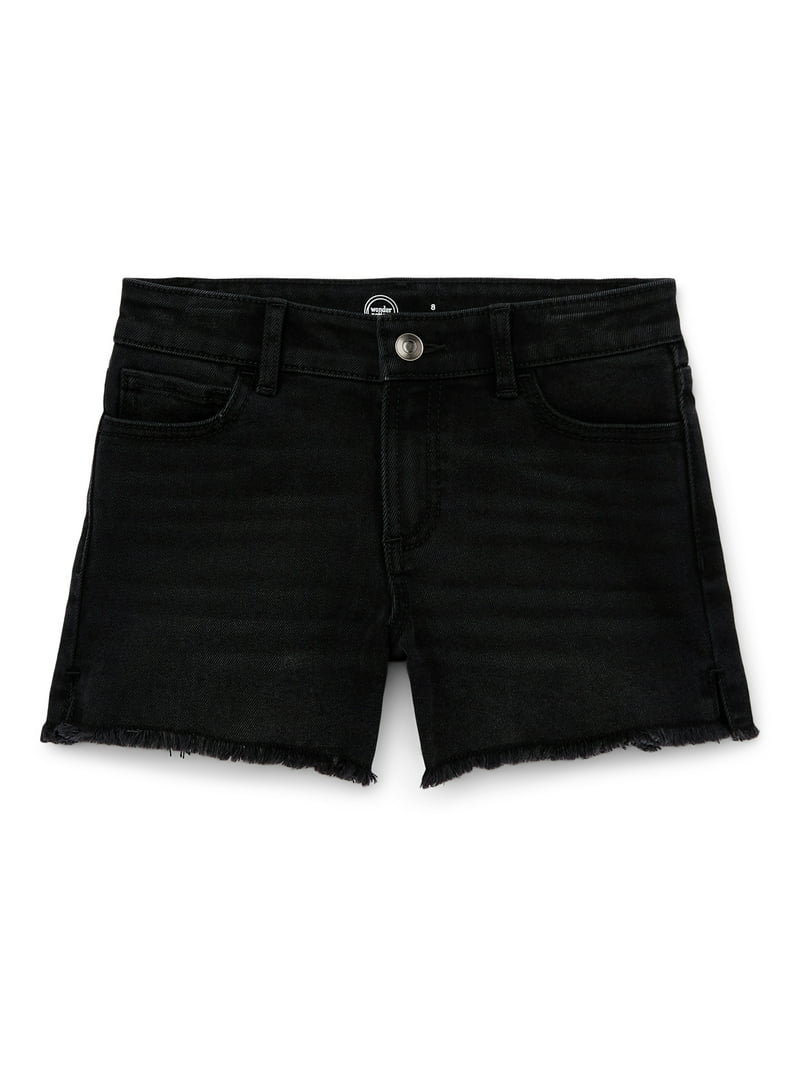 Wonder Nation Girls Denim Shorts with Frayed Hem, Sizes 5-18