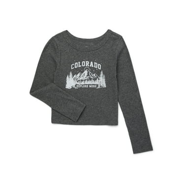 Wonder Nation Tween Girls Crew Neck Graphic Tee with Long Sleeves, Sizes 4-18