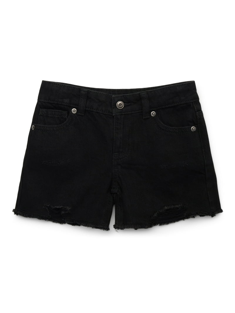 【WONDER WONDER】Inch Basic Cutting Black Denim Mini Skirt Wonder Nation Tween Girls Cutoff Denim Shorts, Sizes 5-18