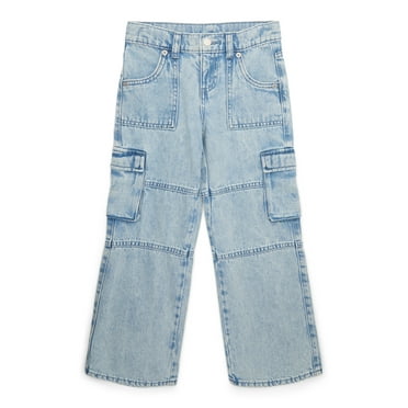 Wonder Nation Tween Girls Denim Cargo Pants, Sizes 5-18