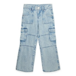 【WONDER WONDER】Boeing Dirty Jeans Loose Wide Denim Pants Wonder Nation Tween Girl's Wide Leg Destructive Jeans, Sizes