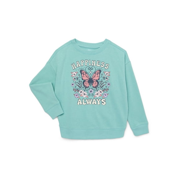 Wonder Nation Tween Girls Graphic Crewneck Sweatshirt, Sizes 4-18