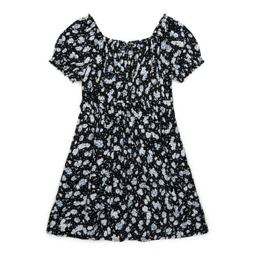 Wonder Nation Tween Girls Floral Print Puff Sleeve Peasant Dress, Sizes 4-18