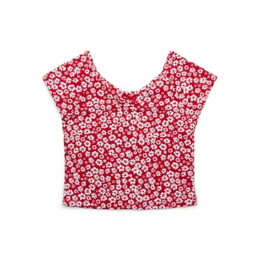 Wonder Nation Tween Girls Ribbed Raglan Tee with Short Sleeves, Sizes 4-18