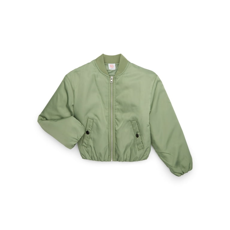 Wonder Nation Tween Girls Satin Bomber Jacket, Sizes 4-16
