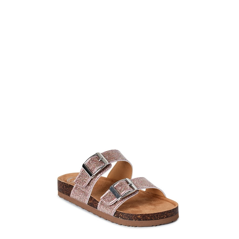 Nation Double-Strap Glitter Footbed Sandals