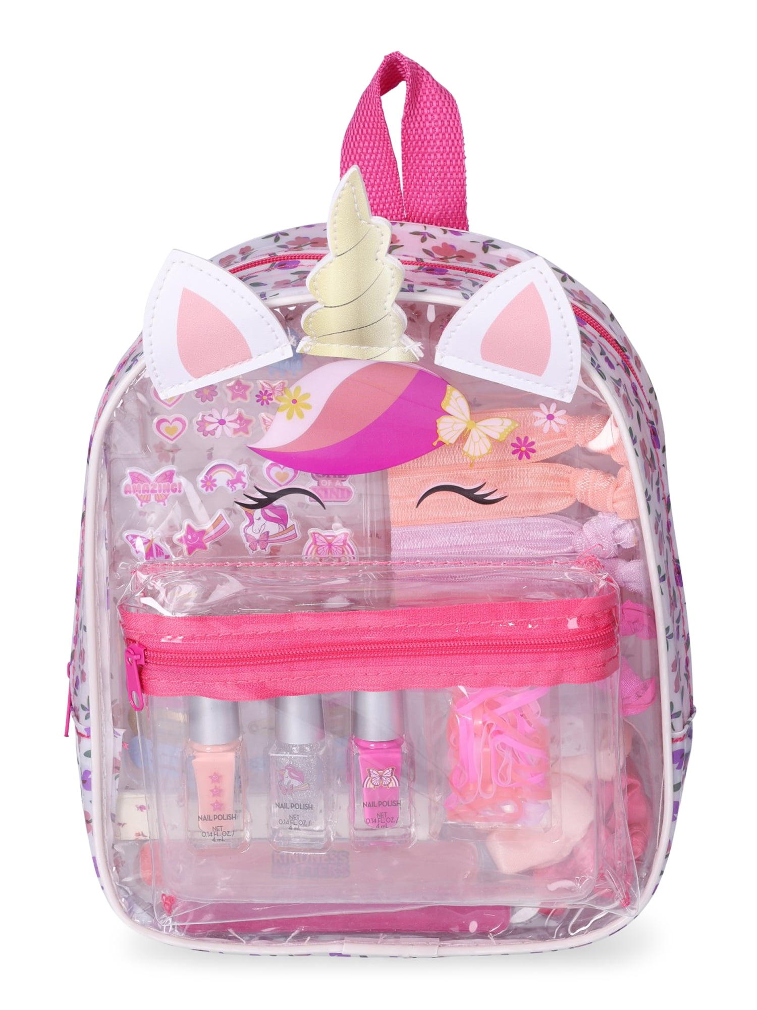 Wonder Nation Unicorn Clear Backpack and Accessories Set, 100Piece