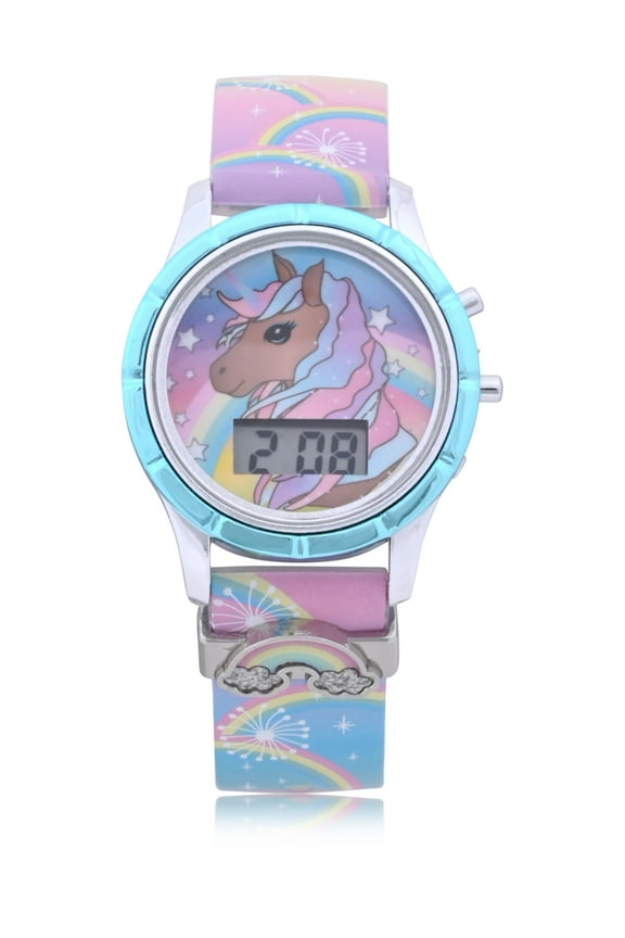 Unicorn LCD Watch with Rainbow Sliding Charm (WN4292WM)