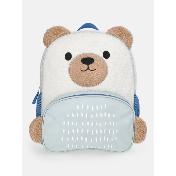 Wonder Nation Toddlers' 13.5" Cozy Teddy Bear Backpack, Minted Green