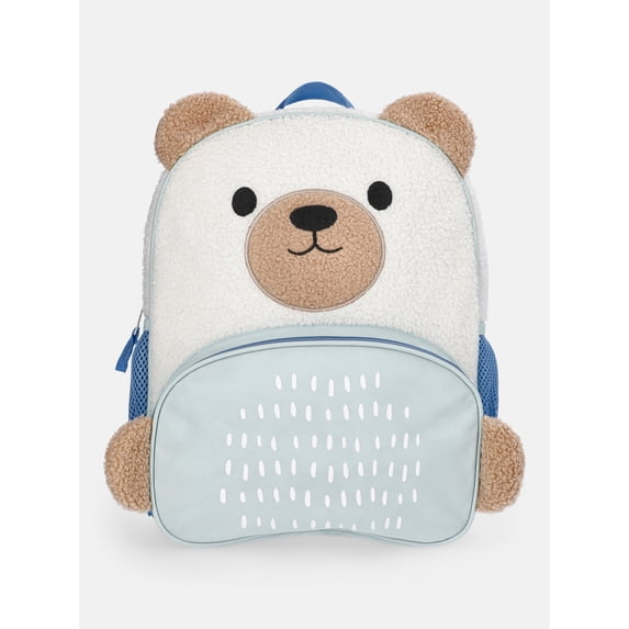 Wonder Nation Toddlers' 13.5" Cozy Teddy Bear Backpack, Minted Green