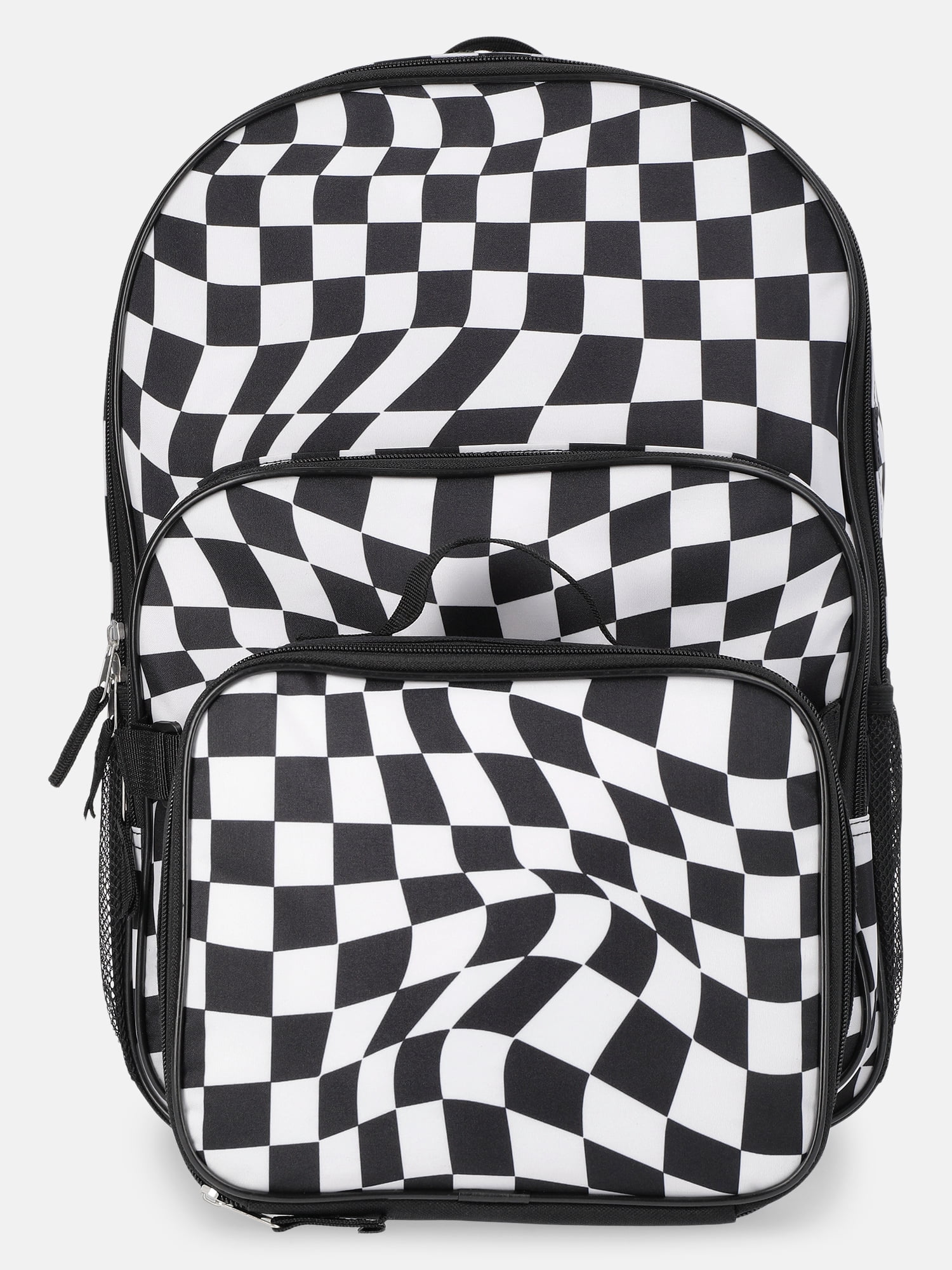Wonder Nation Unisex 17" Optic Checks Backpack & Lunch Set, Black/White