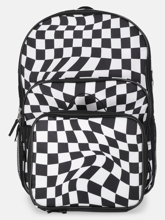 Unisex 17" Optic Checks Backpack & Lunch Set, Black/White