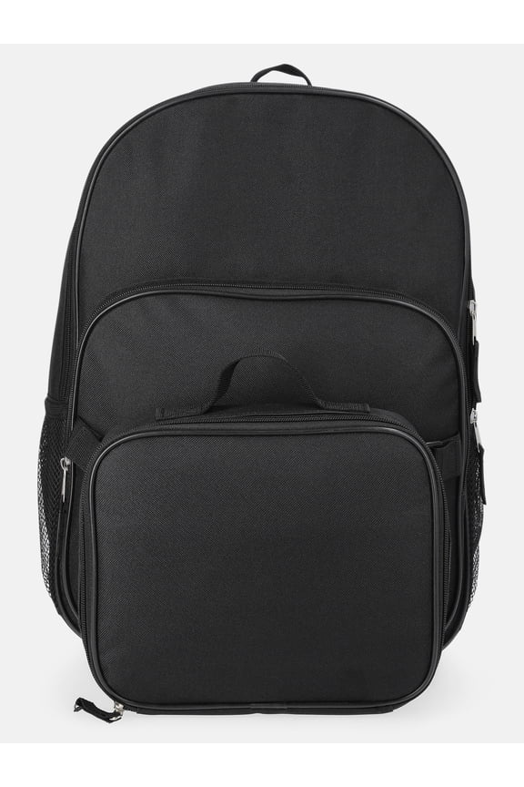 Unisex 17" Solid Backpack & Lunch Set, Black