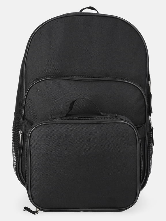 Unisex 17" Solid Backpack & Lunch Set, Black