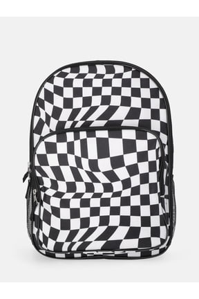 Kids' 17" Optic Checks Backpack, Black and White