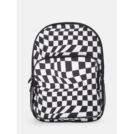Wonder Nation Kids' 17" Optic Checks Backpack, Black and White