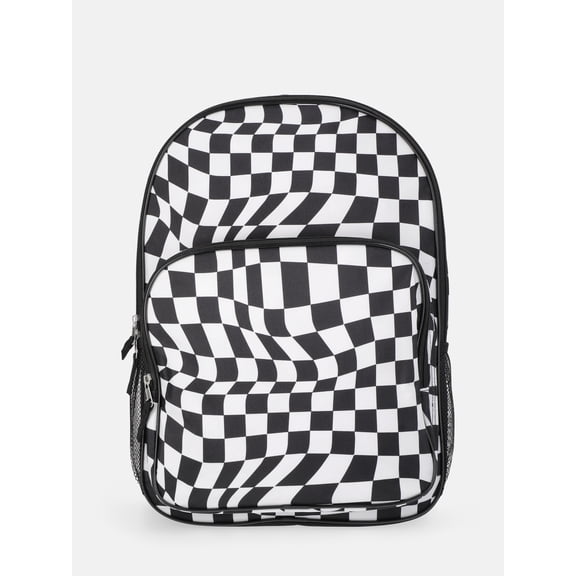 Wonder Nation Kids' 17" Optic Checks Backpack, Black and White