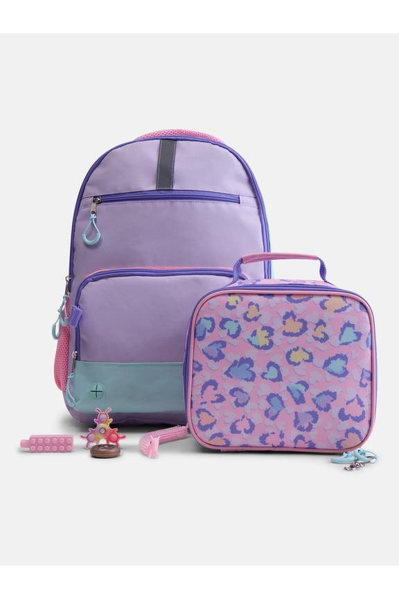 Kids' Unisex 17" Sensory and Adaptive Backpack and Lunch Box Set, Soft Lilac Colorblock