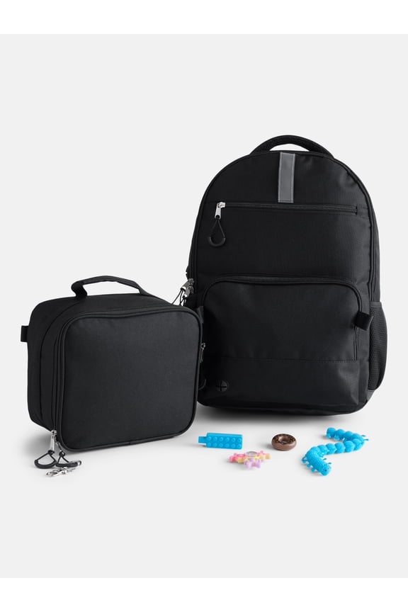 Kids' Unisex 17" Sensory and Adaptive Backpack and Lunch Box Set, Black