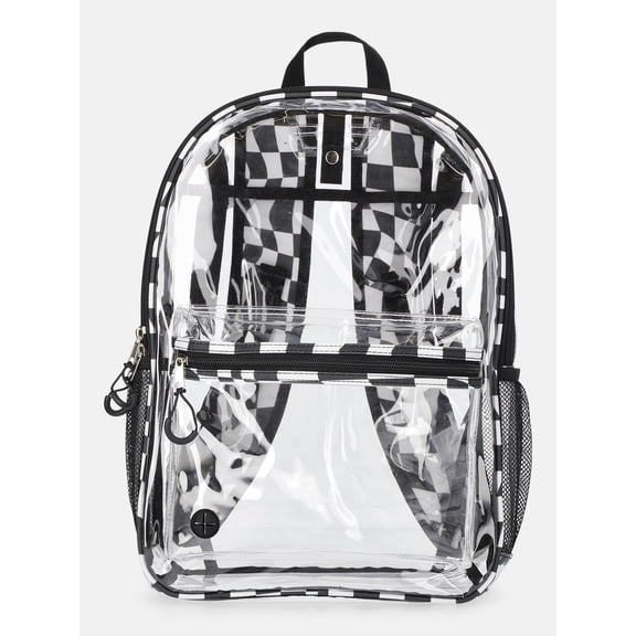 Wonder Nation Kids' Clear 17" Adaptive Backpack, Optic Checks