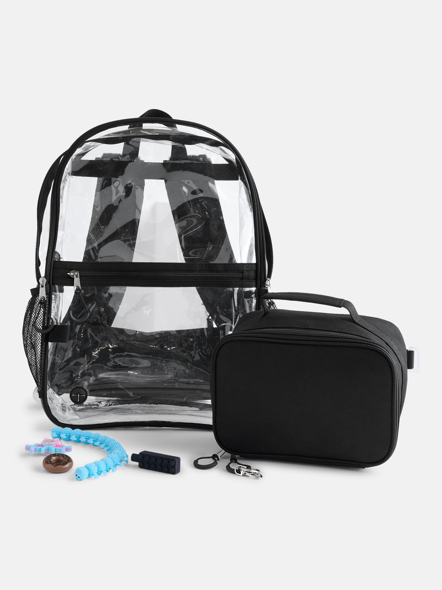 Kids' Clear 17" Sensory Backpack and Lunch Tote Set, 2-Piece, Black