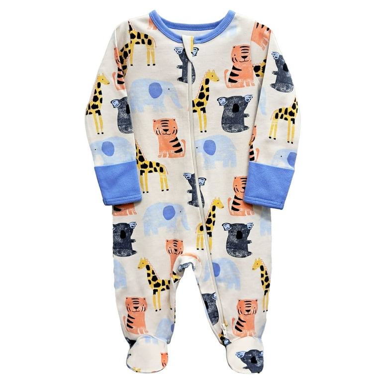 Wonder Nation Unisex Baby Zip Front Sleep N Play Pajamas, Preemie